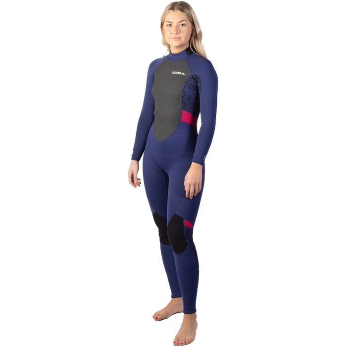 2025 Gul Womens Response 3/2mm Back Zip Wetsuit RE1319-C1 - Navy / Paisley